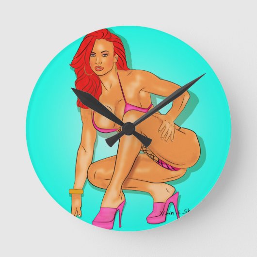 REd ラウンド壁時計 (正面)