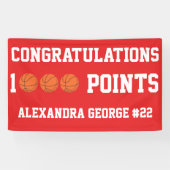 Red 1000 Basketball Career Points Scorer Player 横断幕 (横)