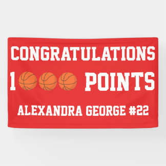 Red 1000 Basketball Career Points Scorer Player 横断幕
