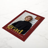 Red 2026 Modern 4 Photo Graduation Gold 箔招待状 (回転した状態)