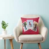 Red 3 Photo Collage Modern Script Love クッション (椅子)