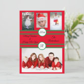 Red 4 Photo Customizable Holiday Card シーズンカード (スタンド正面)