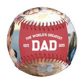 Red 4 Photos Varisty Font World's Greatest Dad 野球ボール (正面)