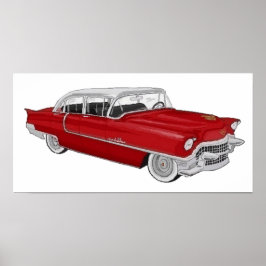 red 50´s Cadillac ポスター