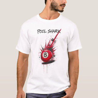 Red 8-Ball Pool Shark | Raw Sketch Art Style Tシャツ