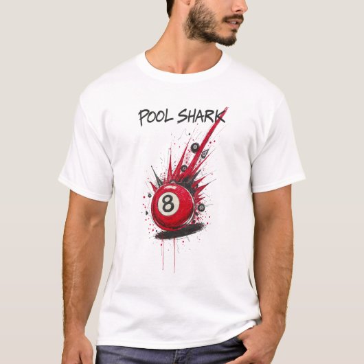 Red 8-Ball Pool Shark | Raw Sketch Art Style Tシャツ (正面)