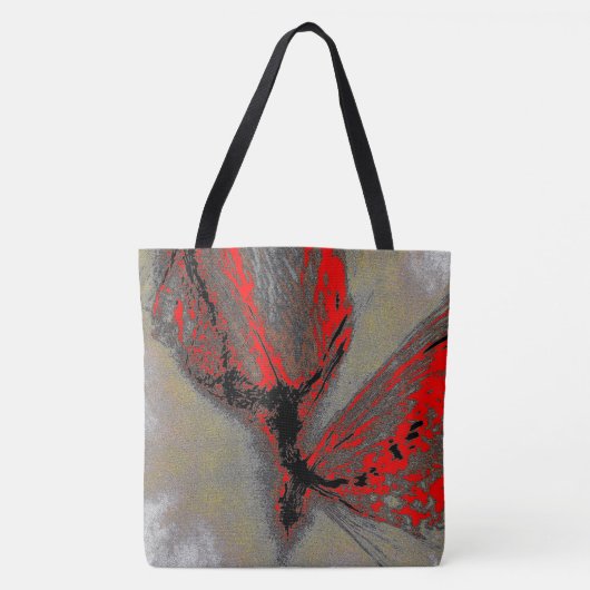 Red Abstract Bloom – Artistic Tote Bag トートバッグ (正面)