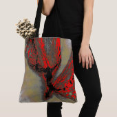 Red Abstract Bloom – Artistic Tote Bag トートバッグ (クローズアップ)