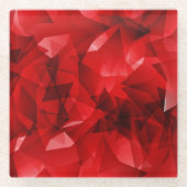 Red Abstract Geometric Design-51083 ガラスコースター (正面)