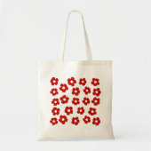 Red Abstract Hand Painted Flower Pattern Tote Bag トートバッグ (正面)