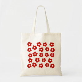 Red Abstract Hand Painted Flower Pattern Tote Bag トートバッグ