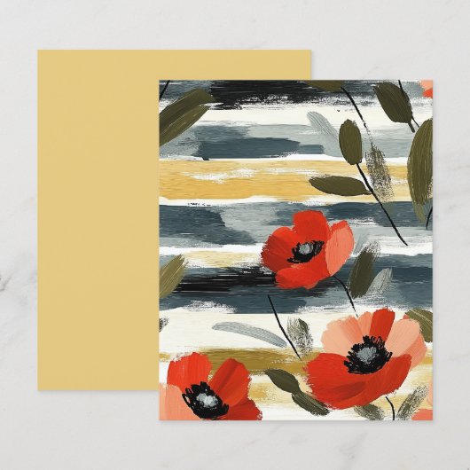 Red Abstract Poppy Floral Scrapbook Paper (正面/裏面)