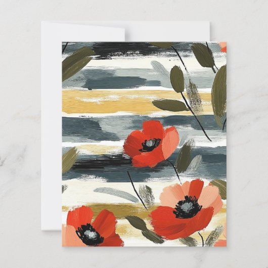 Red Abstract Poppy Floral Scrapbook Paper (正面)