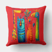 Red Abstract Safari Pals Kids Throw Pillow クッション (裏面)