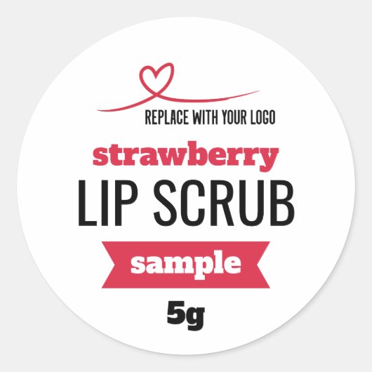Red Add Your Logo Lip Scrub Sample Product ラウンドシール (正面)