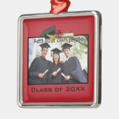 Red Add your Photo / Year Graduation メタルオーナメント (左)