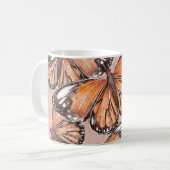 Red Admiral蝶ピンクの背景 コーヒーマグカップ (正面左)