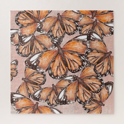 Red Admiral蝶ピンクの背景 ジグソーパズル (縦)