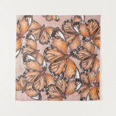 Red Admiral蝶ピンクの背景 タペストリー (正面(横))