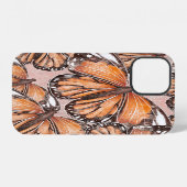 Red Admiral蝶ピンクの背景 iPhoneケース (裏面横)