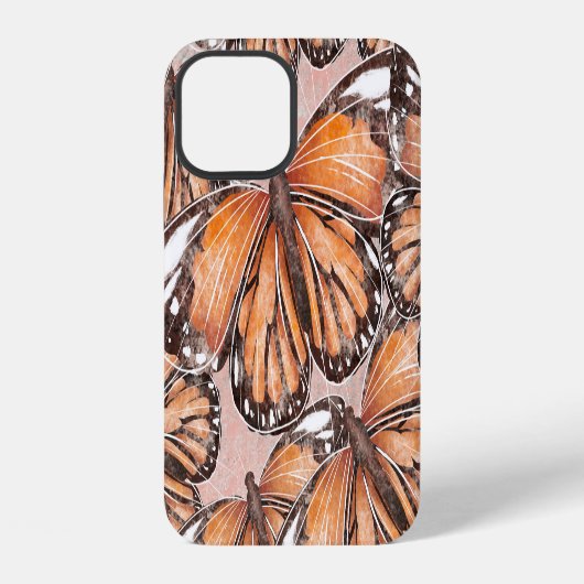 Red Admiral蝶ピンクの背景 iPhoneケース (裏面)