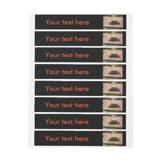 Red Admiral Butterflyのカスタムラベル ラップアラウンド宛名ラベル (シート)