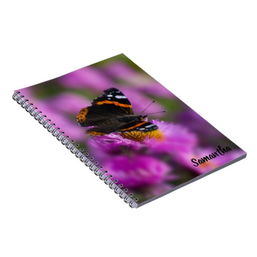 Red Admiral Butterfly Spiral notebook ノートブック (右側)