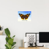 Red Admiral Butterfly Watercolor Painting Poster ポスター (ホームオフィス)