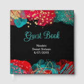 Red Alcohol Ink Sweet 16 Birthday Party  ゲストブック (正面)