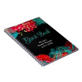 Red Alcohol Ink Sweet 16 Birthday Party Guest Book ノートブック (右側)