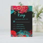 Red Alcohol Ink Sweet 16 Birthday Party RSVP (スタンド正面)