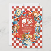 Red Alice in ONEDERLAND 1st Birthday Tea Party 招待状 (正面)