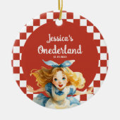 Red Alice in ONEDERLAND First Christmas Photo セラミックオーナメント (正面)