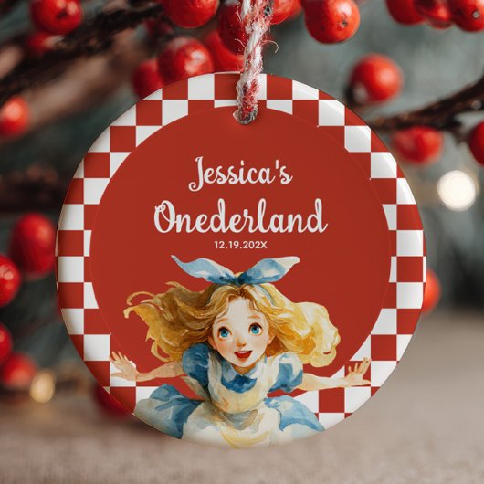 Red Alice in ONEDERLAND First Christmas Photo セラミックオーナメント