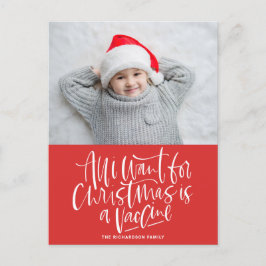 Red All I Want for Christmas is a Vaccine Photo シーズンポストカード