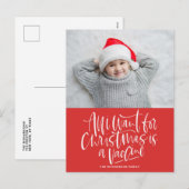 Red All I Want for Christmas is a Vaccine Photo シーズンポストカード (正面/裏面)