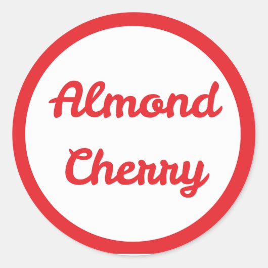 RED Almond Cherry Flavor Round Sticker ラウンドシール (正面)