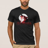 Red Alpha Wolf Howling Moon Graphic Tシャツ (正面)