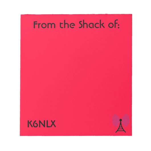 Red Amateur Radio Call Sign Notepad ノートパッド (正面)