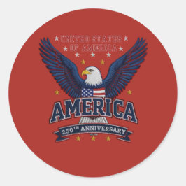 Red America 250th Anniversary Eagle Classic Round ラウンドシール