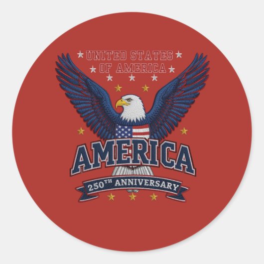 Red America 250th Anniversary Eagle Classic Round ラウンドシール (正面)