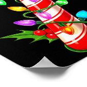 Red &amp; White Candy Cane Crew Christmas Santa Ha ポスター (角)