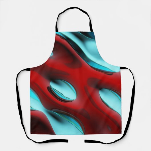 Red and Aqua Abstract エプロン (正面)