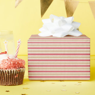 Red and Beige Stripes Holiday Wrapping Paper ラッピングペーパー