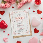 Red And Beige Valentine's Day Party Invitation 招待状