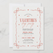 Red And Beige Valentine's Day Party Invitation 招待状 (正面)