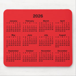 Red and Black 2026 Calendar マウスパッド