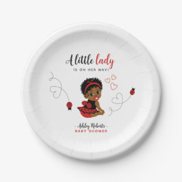 Red and Black African American Ladybug Baby Shower ペーパープレート