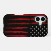 Red and Black American Flag iPhone 16ケース (裏面横)