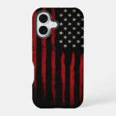 Red and Black American Flag iPhone 16ケース (裏面)